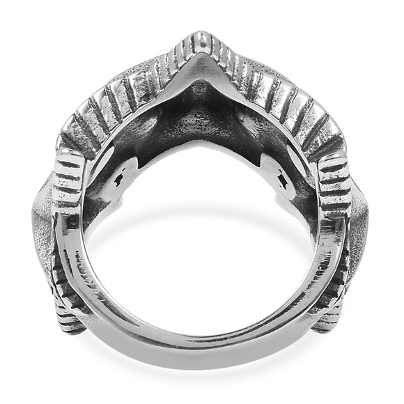 Black Oxidized Stainless Steel Star Men's Ring - Picture 4 of 5